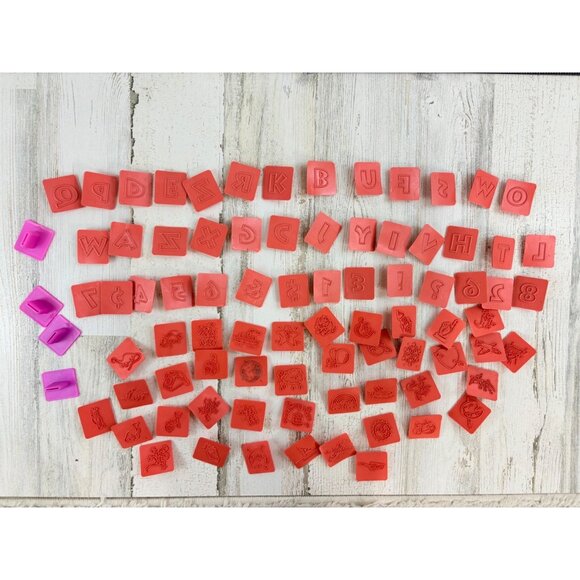 1990s Vintage Crayola Stamps-A-Lot Rubber Ink Stamp Lot 80+ Pcs - Picture 2 of 10